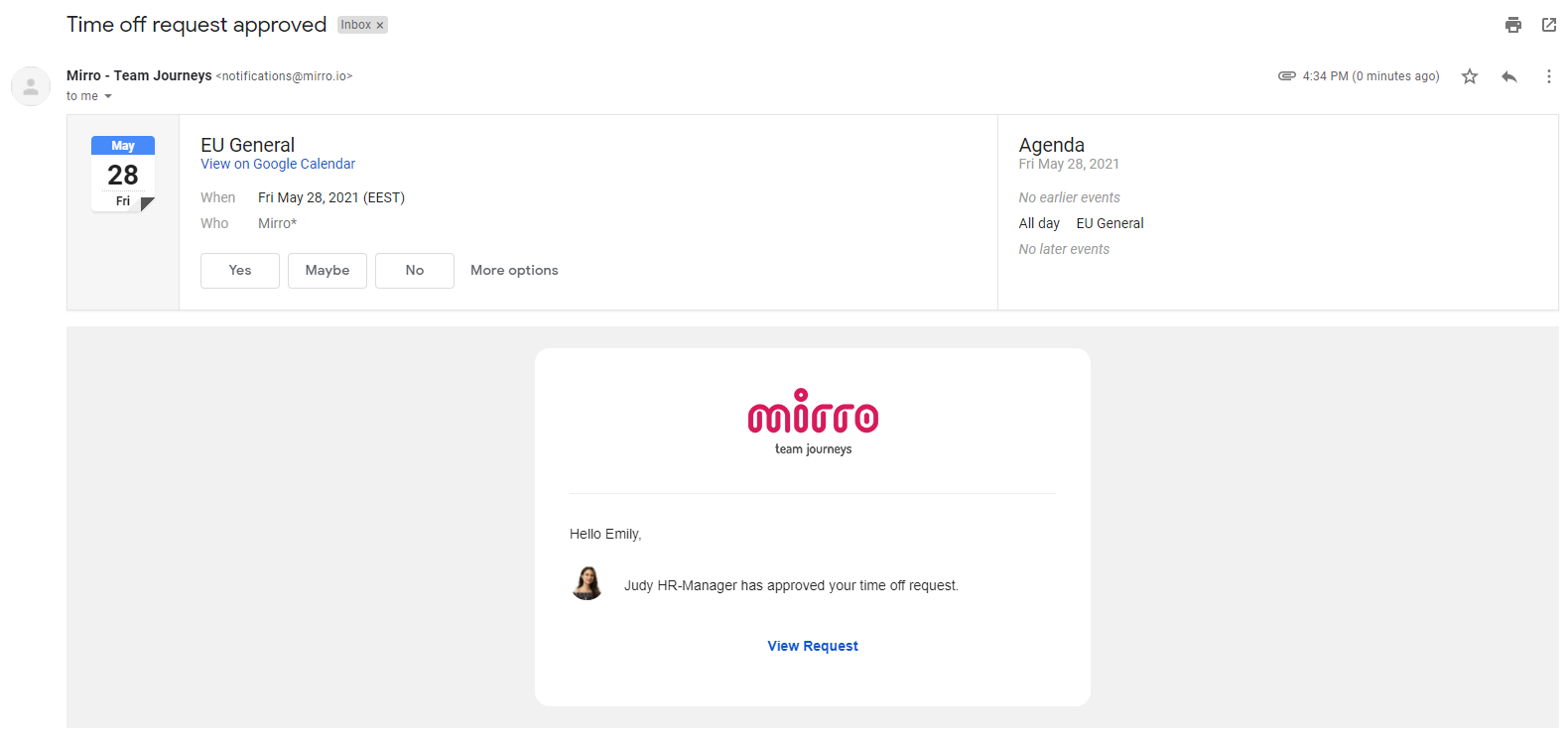 How to add your leave request to your personal Google Calendar