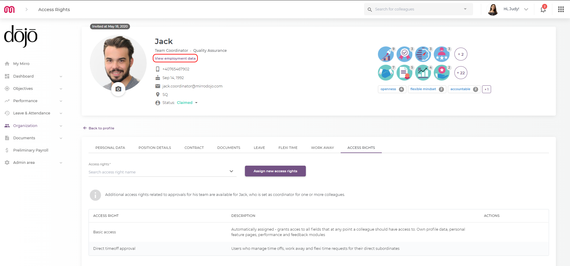How to grant access rights to a user