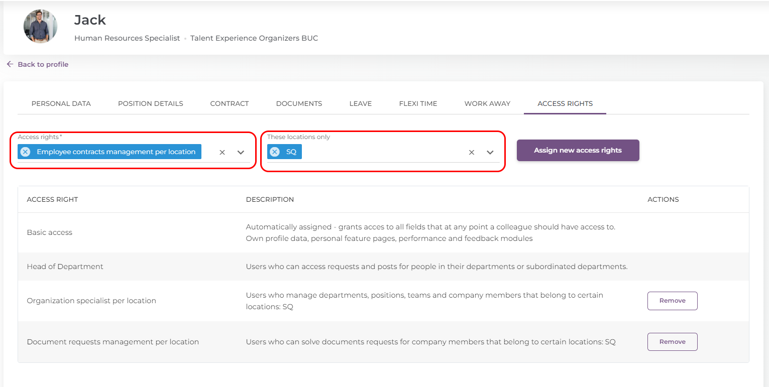 How to grant access rights to a user